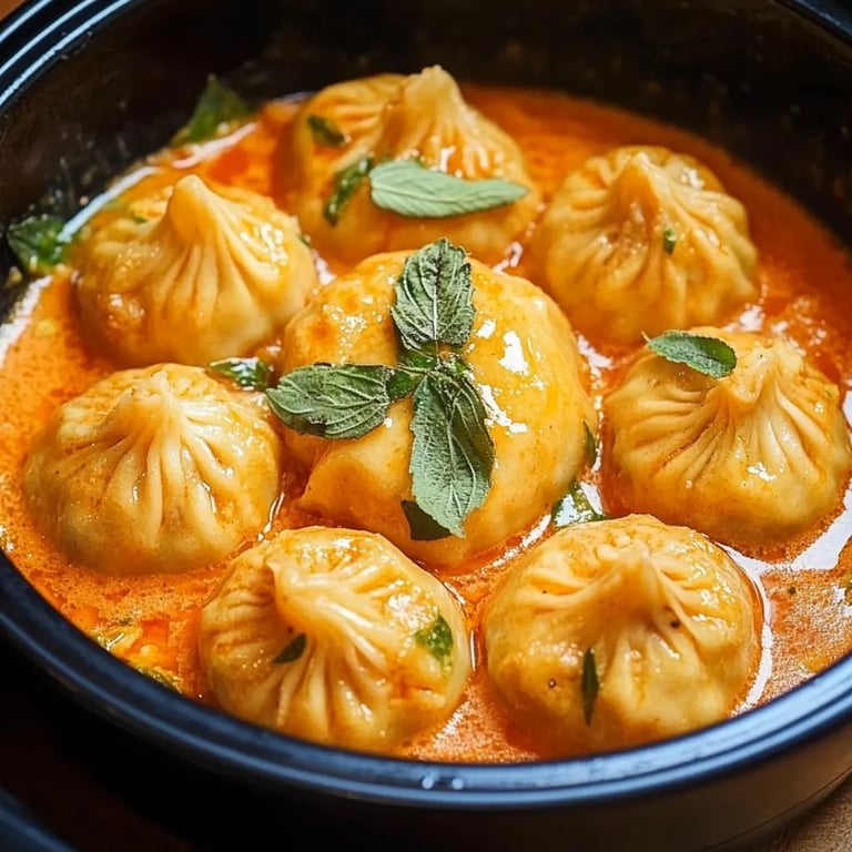 Soup Dumplings in Creamy Gochujang Sauce