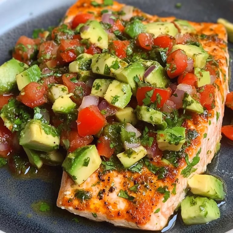 Baked Cilantro Lime Salmon with Avocado Salsa