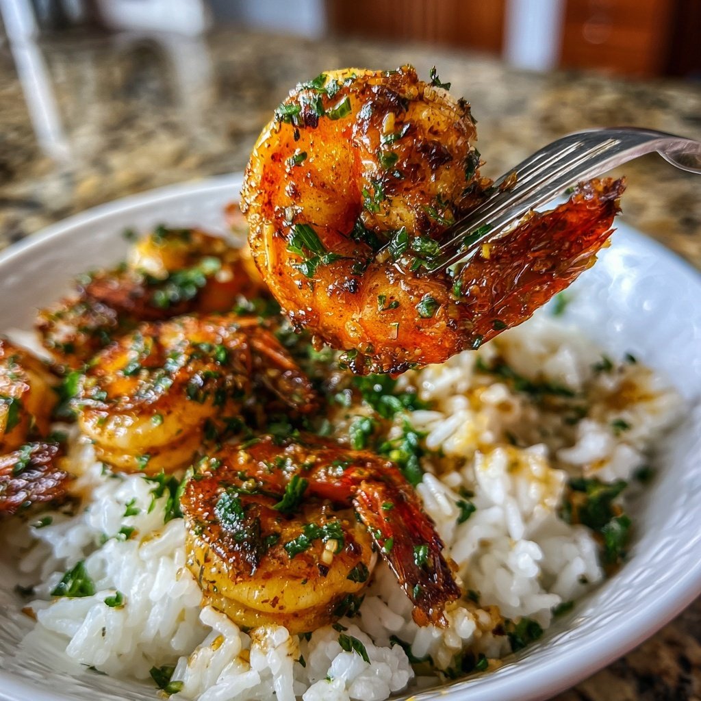 Lemon Garlic Shrimp With Rice