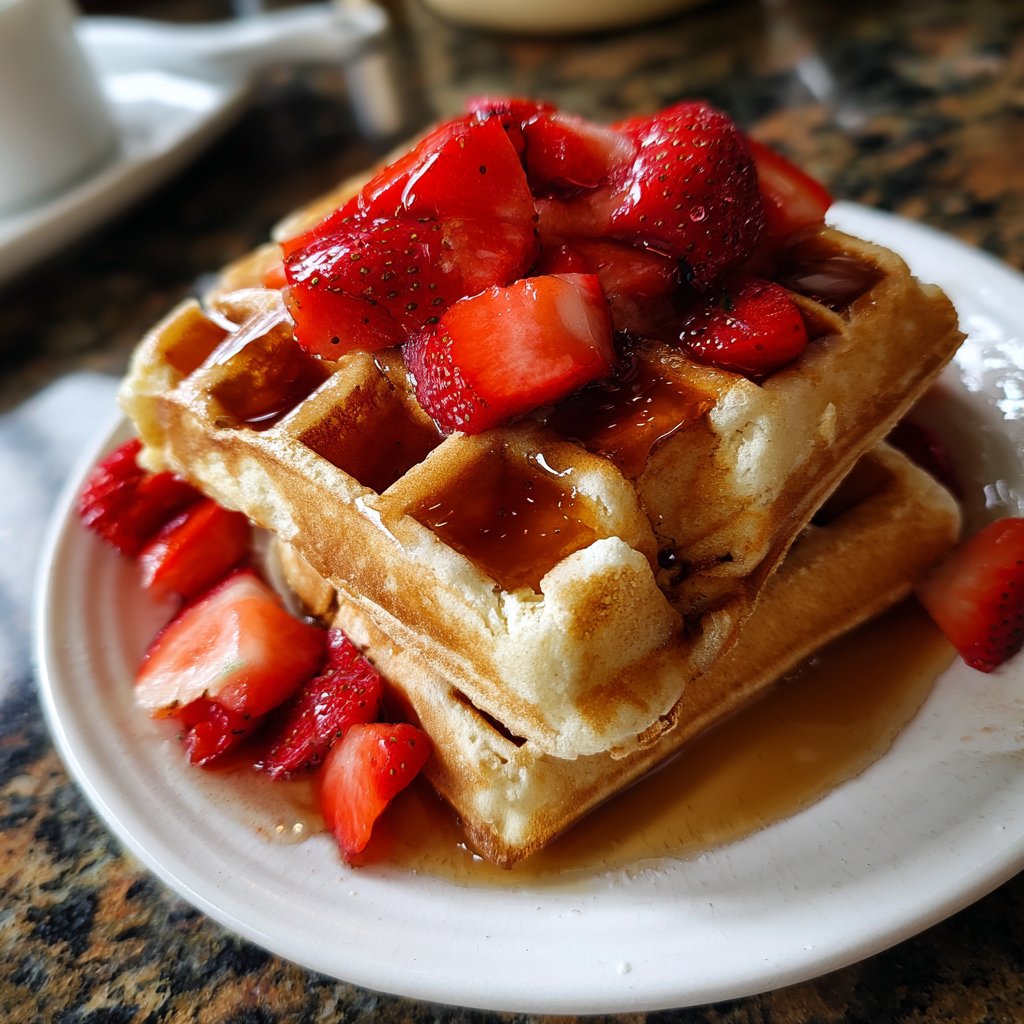 Valentines Breakfast Strawberry Waffles