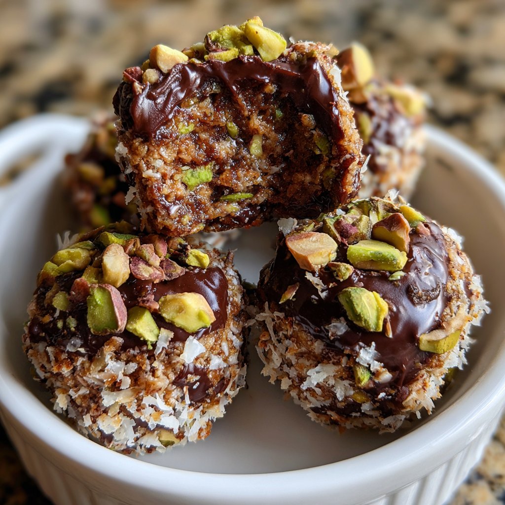 Chocolate Pistachio Coconut Bites