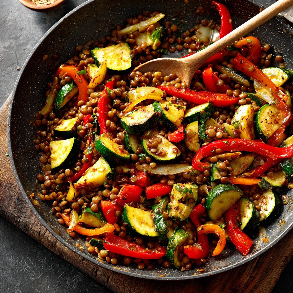 Roasted Veggie Lentil Skillet