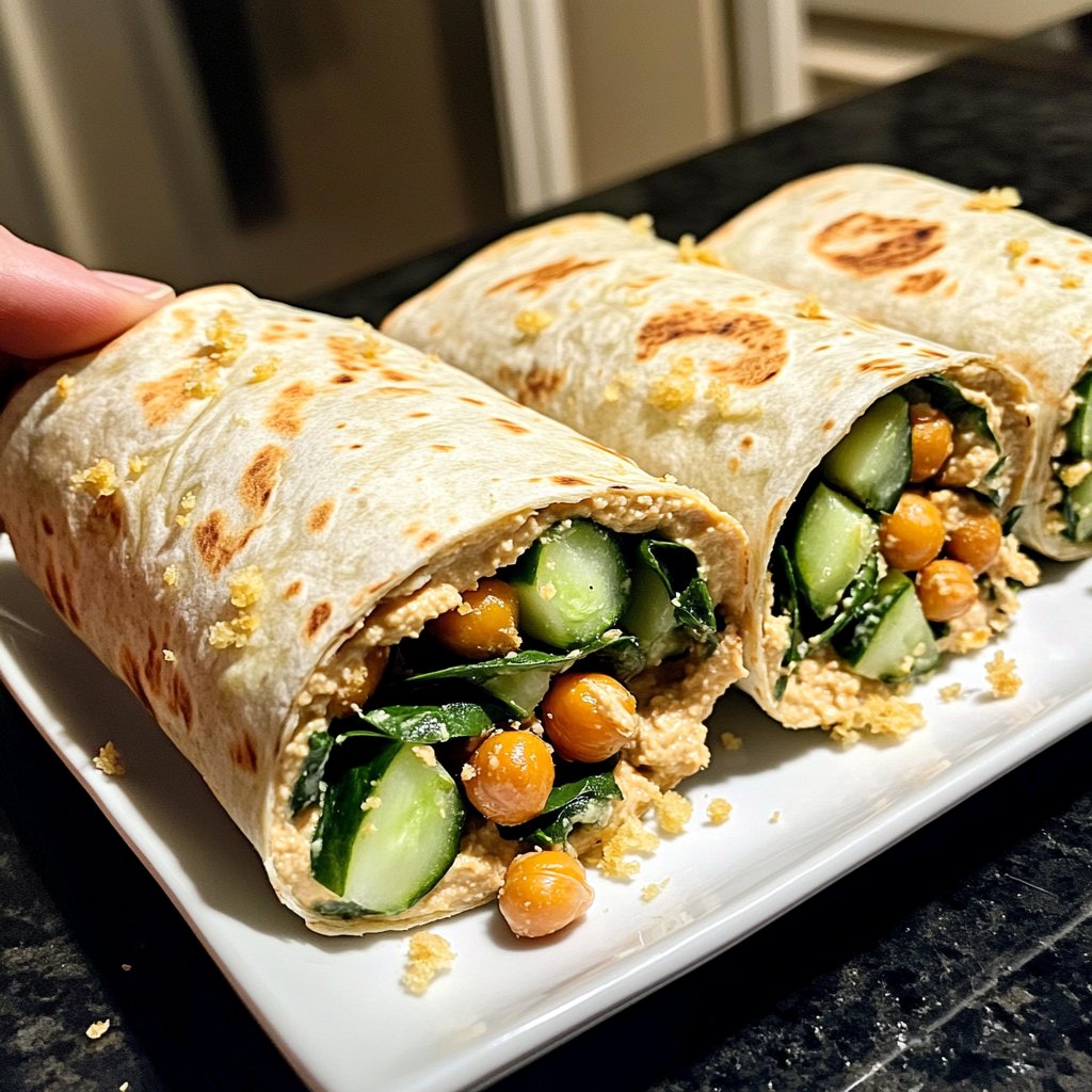 High-Protein Veggie Hummus Wrap Lunch