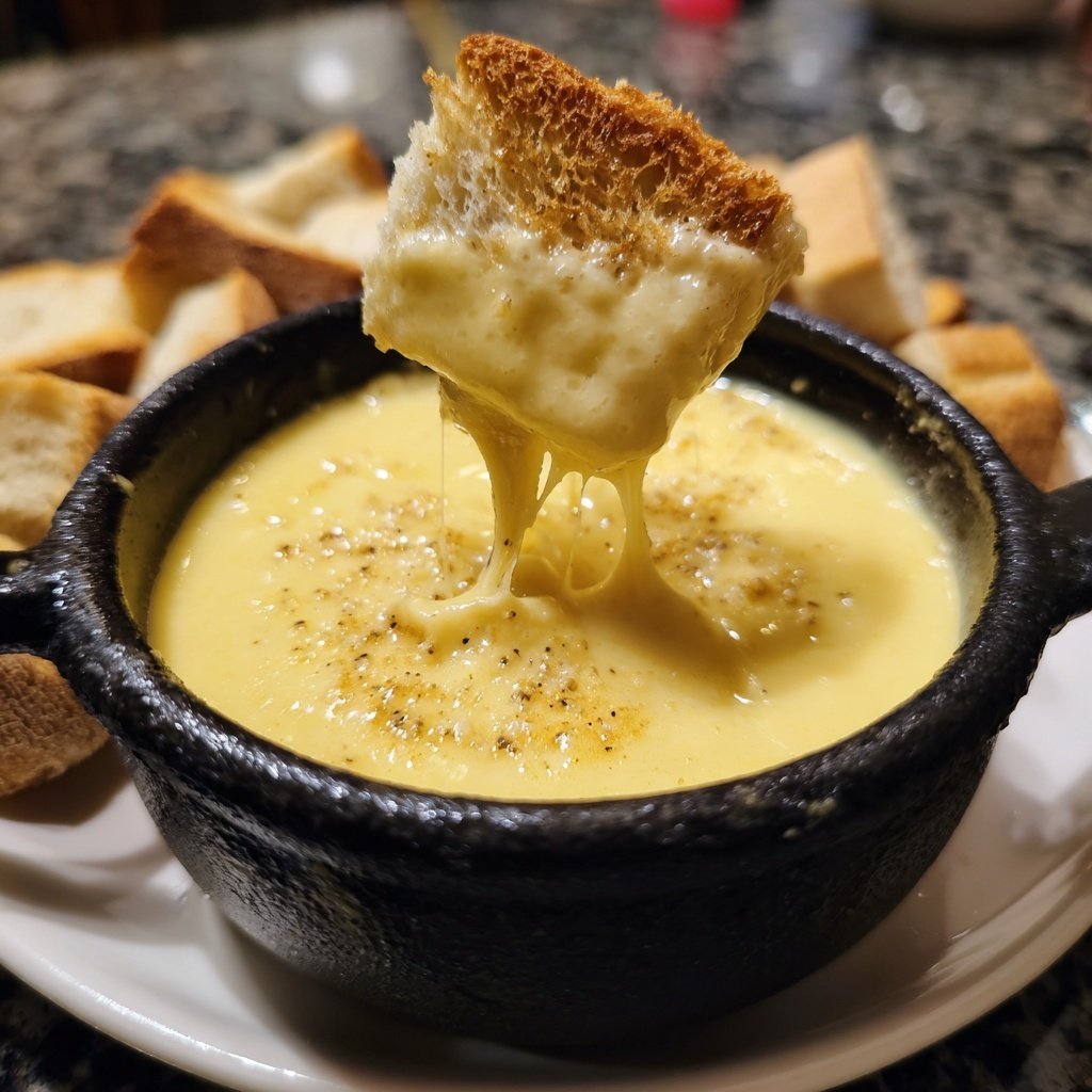 Fondue with Swiss Cheese and Garlic